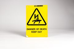 Warning sign- "danger of death: keep out" thumbnail 1